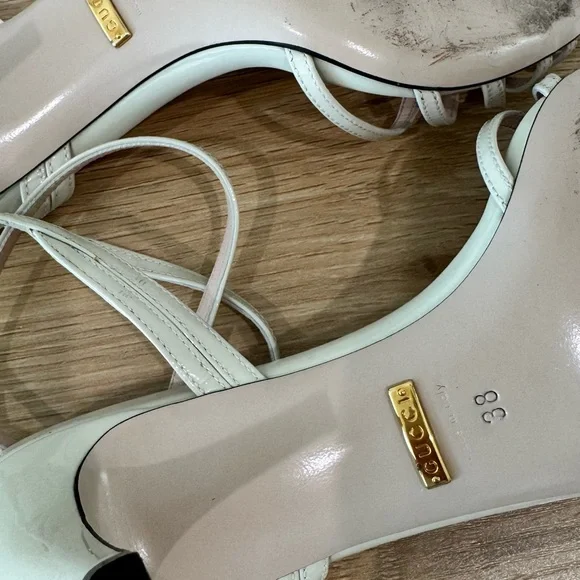 Authentic Gucci Leather Sandals Ivory Size 38 8 Women - Picture 8 of 12